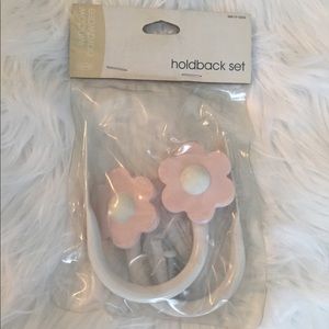 Pink and white floral curtain ties backs/holder